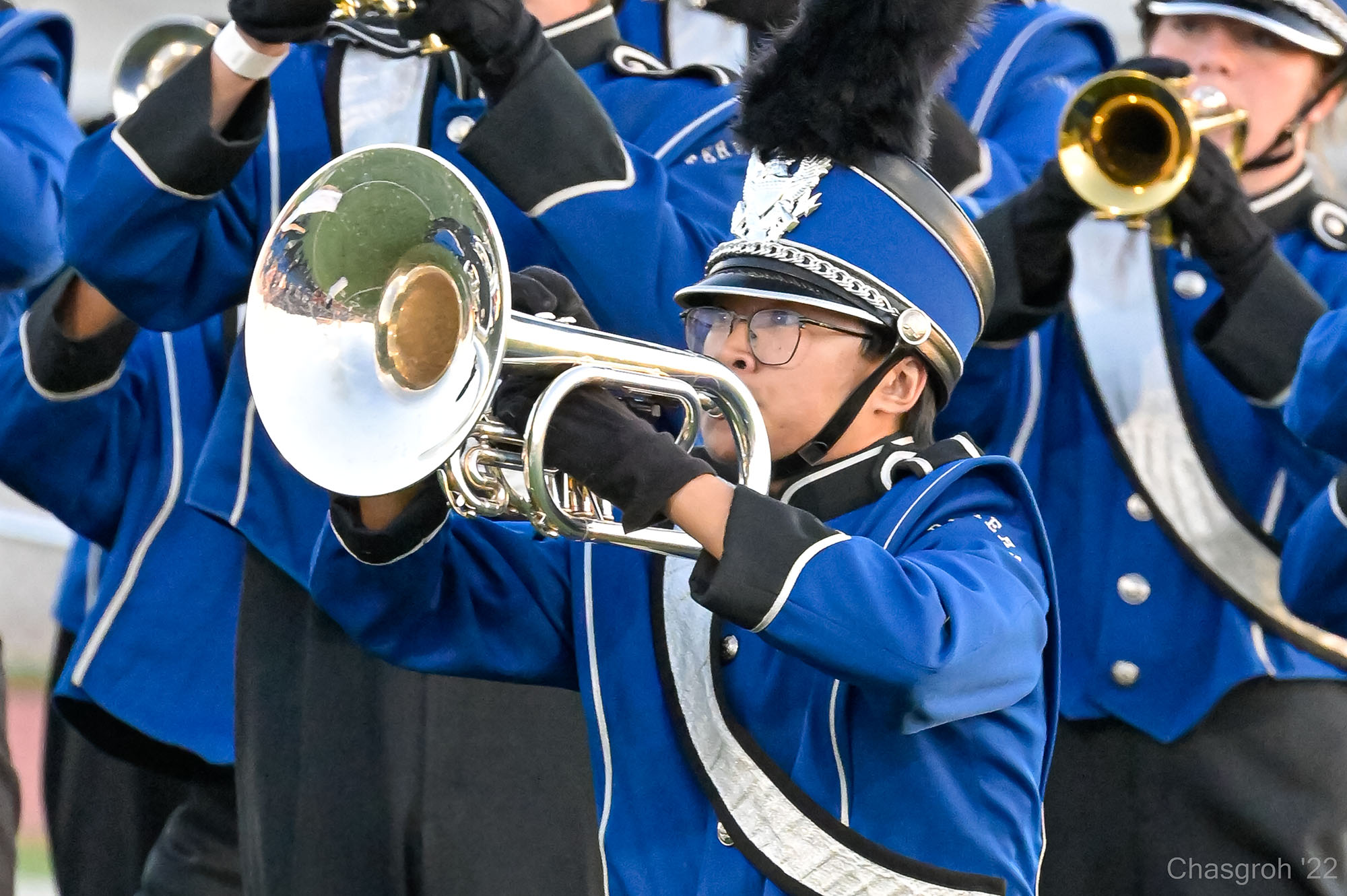 Students playing in marching band